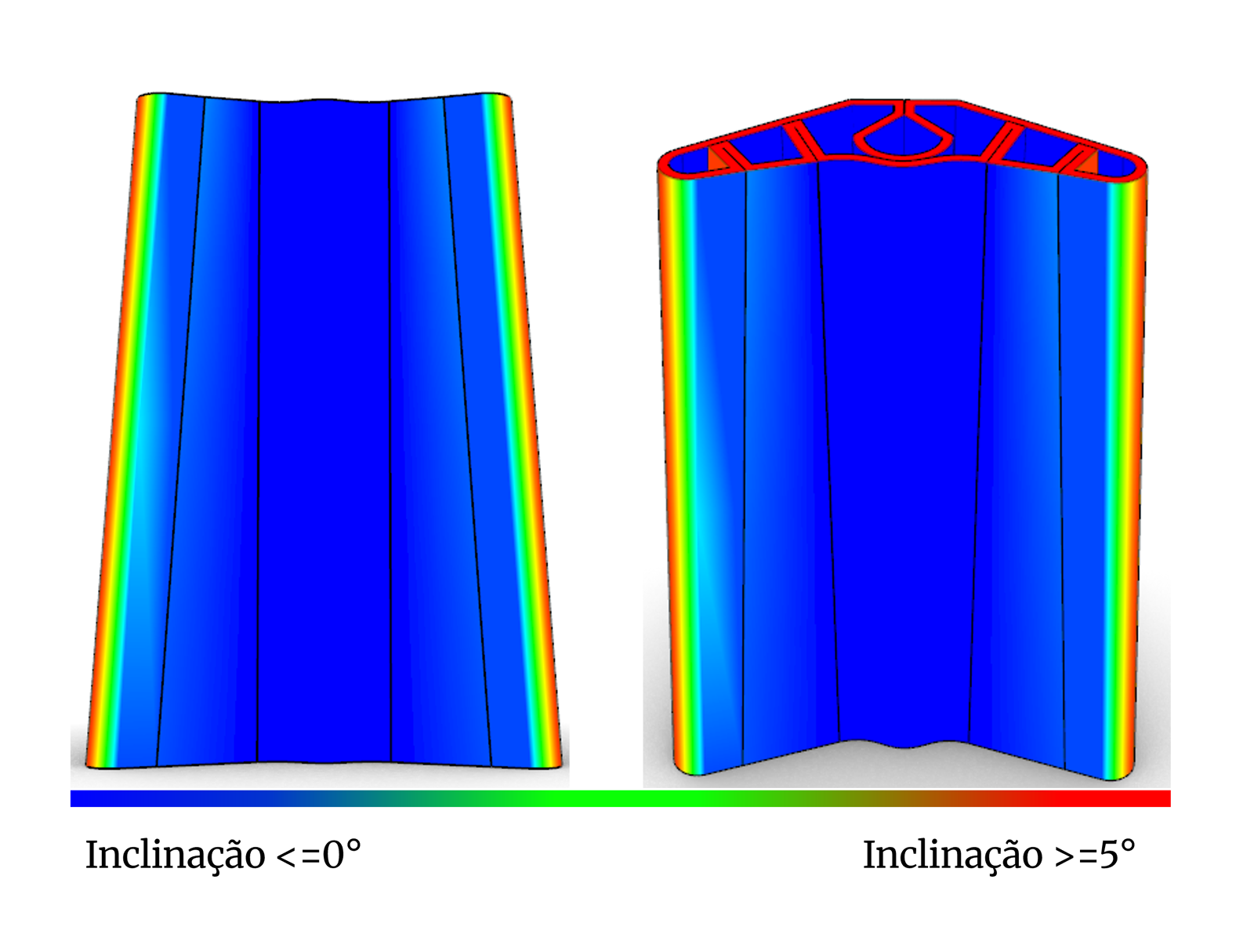 Simulação do estudo de inclinação do elemento estrutural para impressão 3D de concreto pelo processo 1K