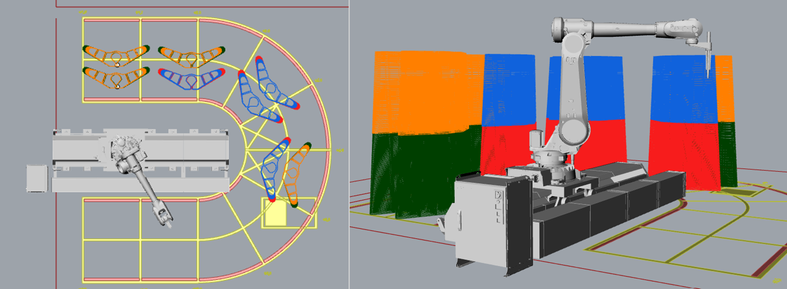 Planejamento digital das trajetórias do robô para impressão 3D dos elementos no Rhinoceros e Grasshopper